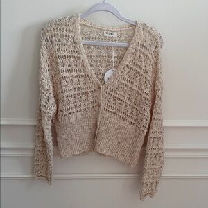 Storia Women's Beige Open-Knit Cardigan